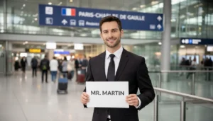 Driver with Welcome Sign